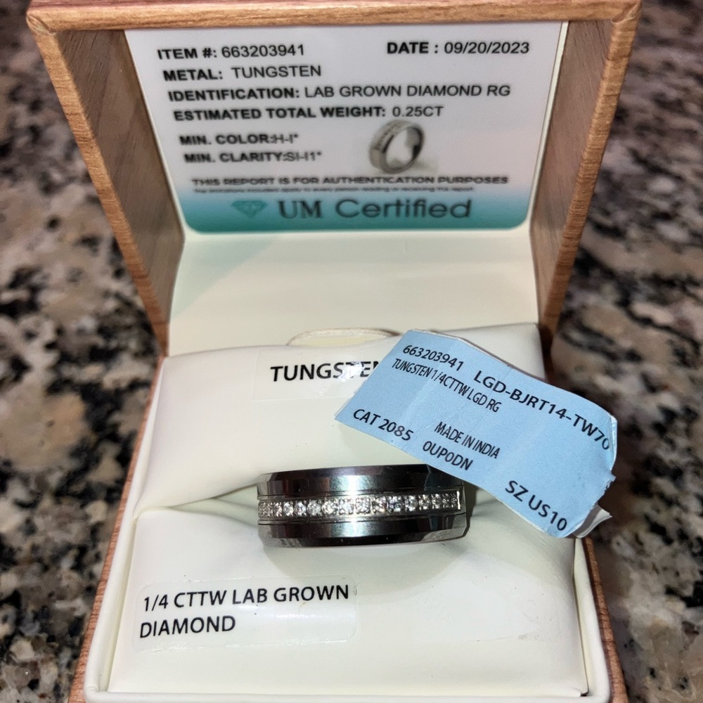 Tungsten Lab Grown Diamond Ring
